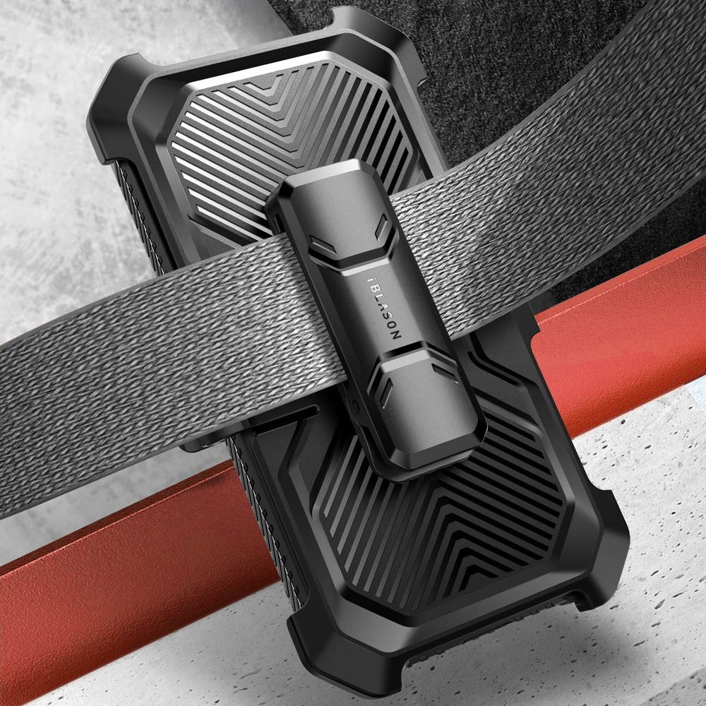 Etui pancerne z osłoną na ekran, z wbudowaną podstawką i kaburą z klipsem Supcase i-Blason Armorbox do Galaxy S23 Ultra